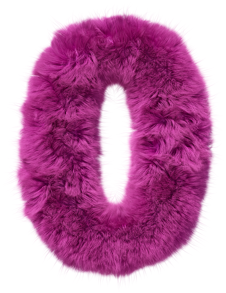 3D Pink Fur Alphabet Number 0 Cutout
