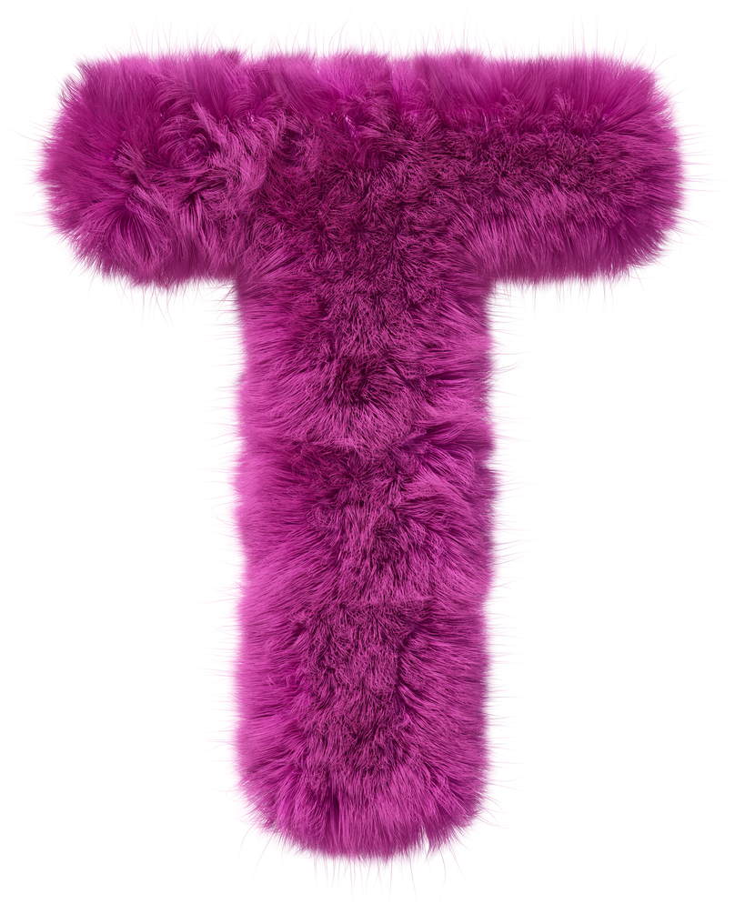 3D Pink Fur Alphabet Letter T Cutout