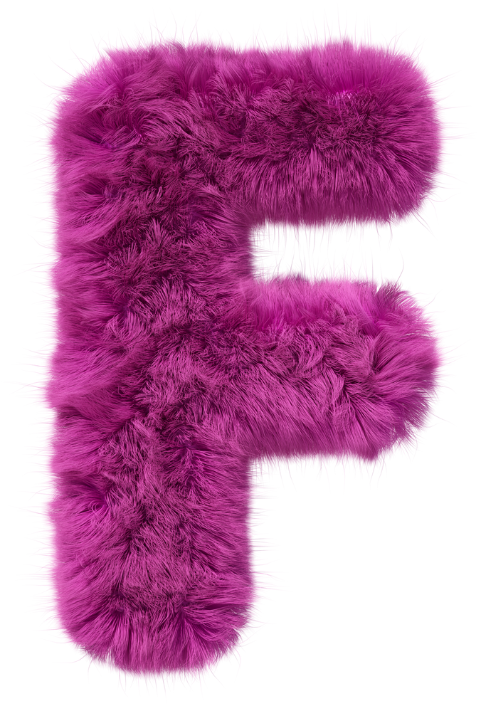 Pink Fur Letter F Closeup