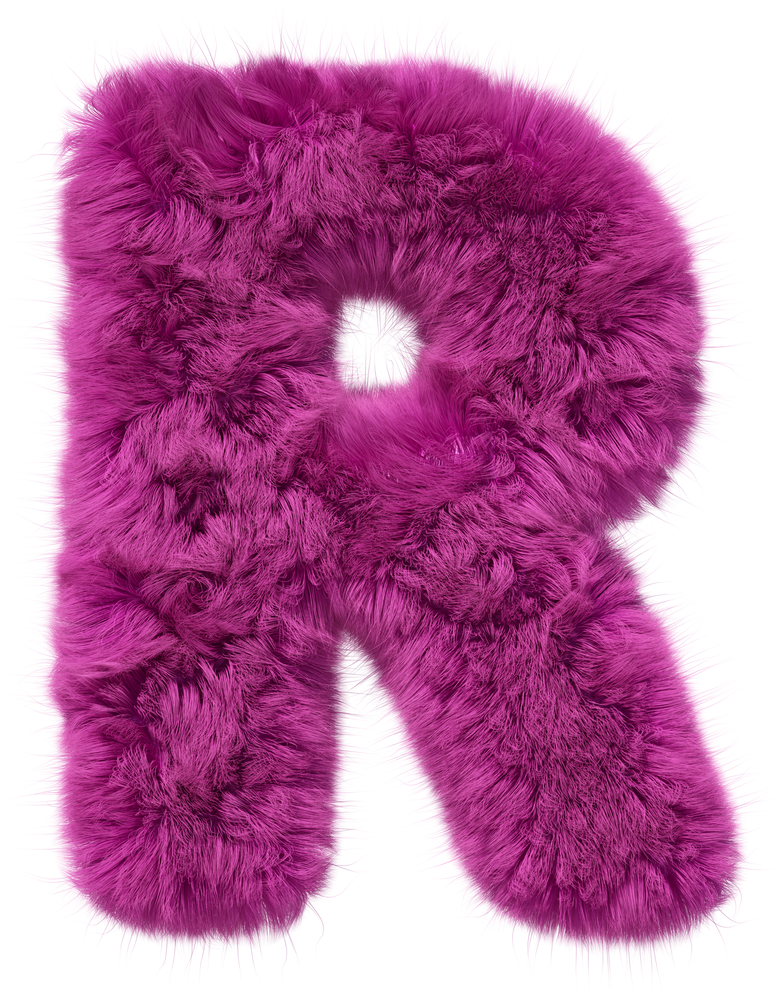 3D Pink Fur Alphabet Letter R Cutout