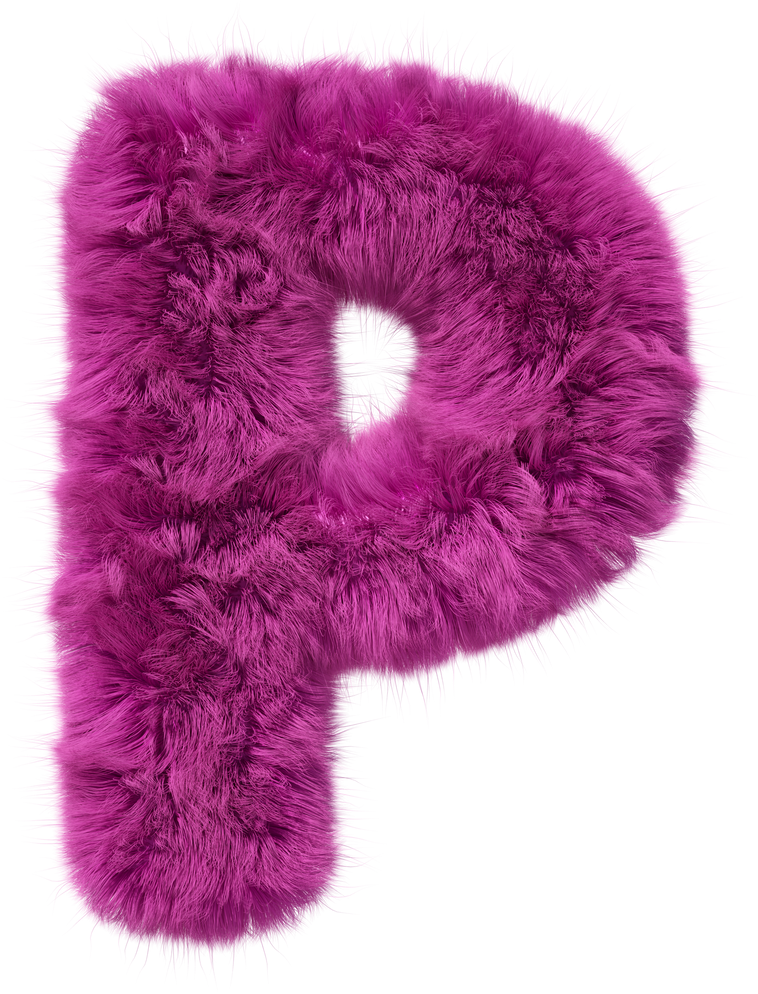 3D Pink Fur Alphabet Letter P Cutout